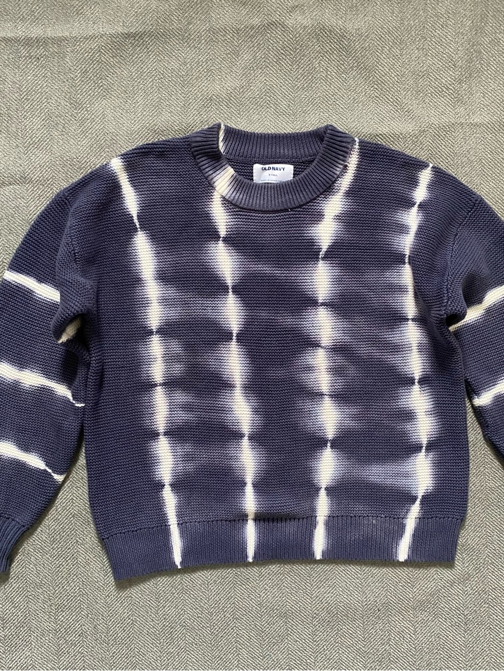 Old Navy Navy and White Tie-Dye Knit Crewneck